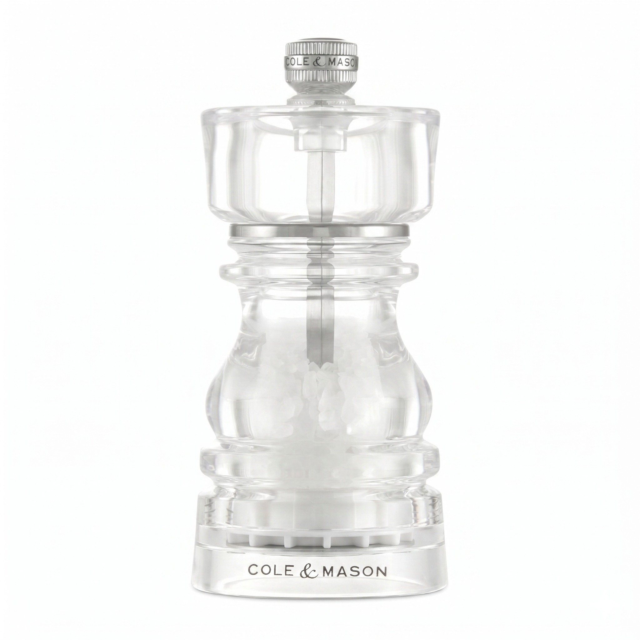 Cole & Mason London Refillable Spice Mill - Kitchen & Home Accessory - Salt and Pepper Grinder Set with Ceramic and Carbon Steel Mechanism - 5", Acrylic