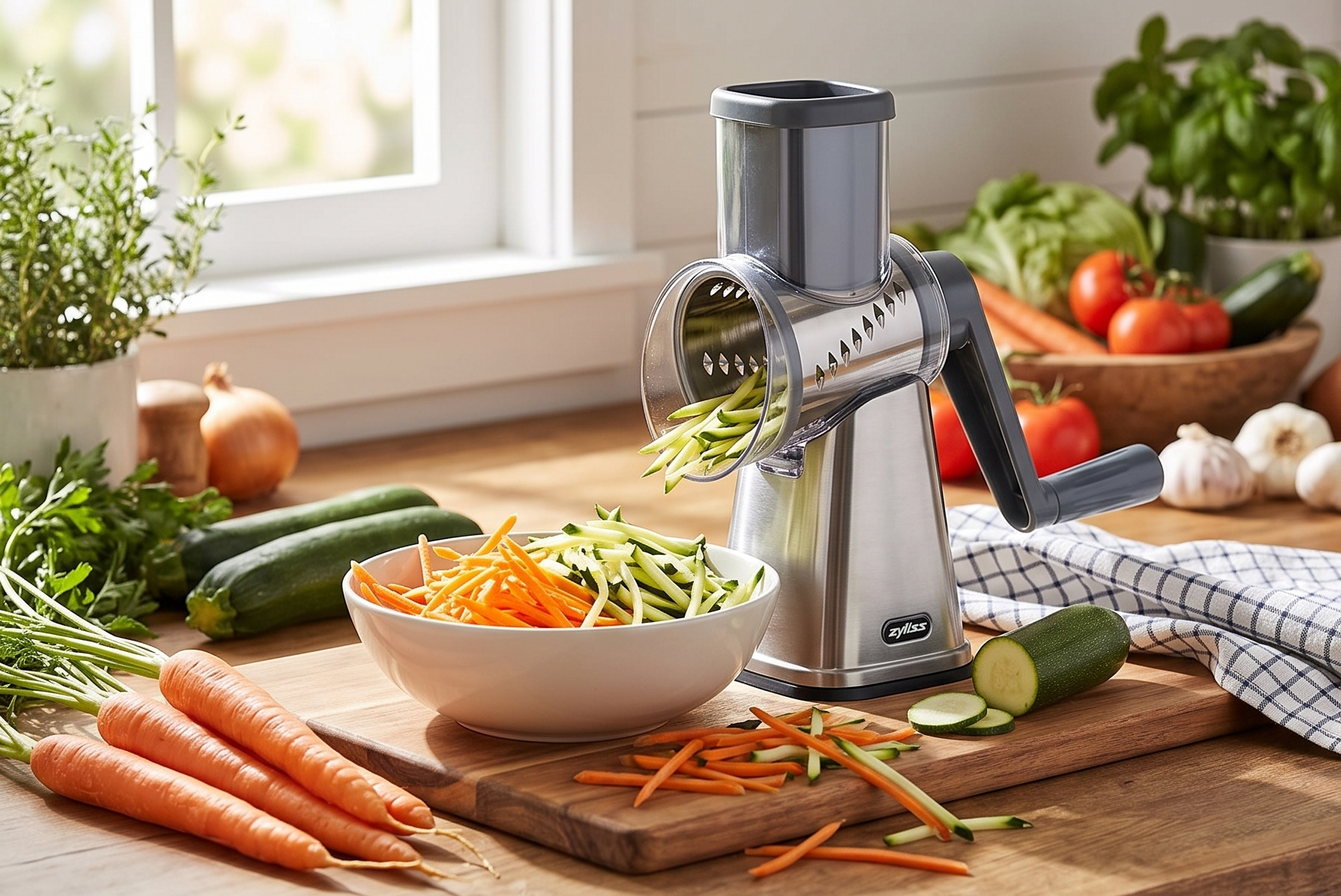 Zyliss E900060 Julienne Drum Grater, Stainless Steel, Slice Fruit and Vegetables Julienne Style, for Use with Zyliss Rotary Cheese Grater, 5 Year Guarantee