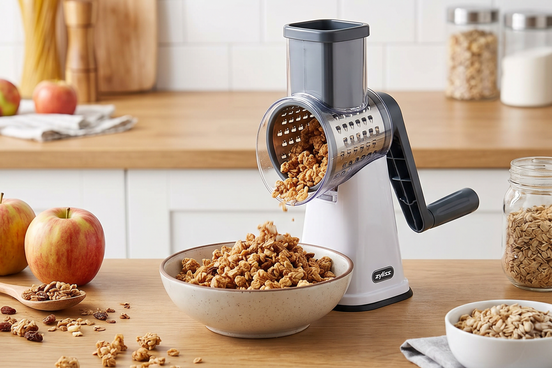 Zyliss E900059 Universal Drum Grater, Stainless Steel, Grating Apples, Cereals, Granola, for Use with Zyliss Rotary Cheese Grater, 5 Year Guarantee