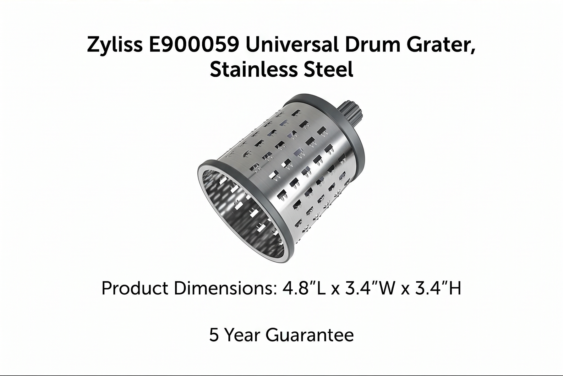 Zyliss E900059 Universal Drum Grater, Stainless Steel, Grating Apples, Cereals, Granola, for Use with Zyliss Rotary Cheese Grater, 5 Year Guarantee