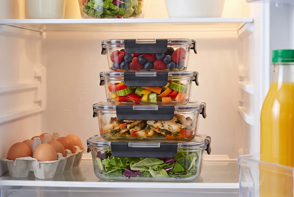 Zyliss E981067 4 Piece Glass Container Set, Shatterproof Glass, Airtight Food Storage Boxes with Sealable Lid, Microwave Safe, BPA Free, Freezer Safe, Fridge Storage, Food Container