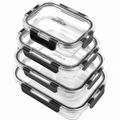 Zyliss E981067 4 Piece Glass Container Set, Shatterproof Glass, Airtight Food Storage Boxes with Sealable Lid, Microwave Safe, BPA Free, Freezer Safe, Fridge Storage, Food Container