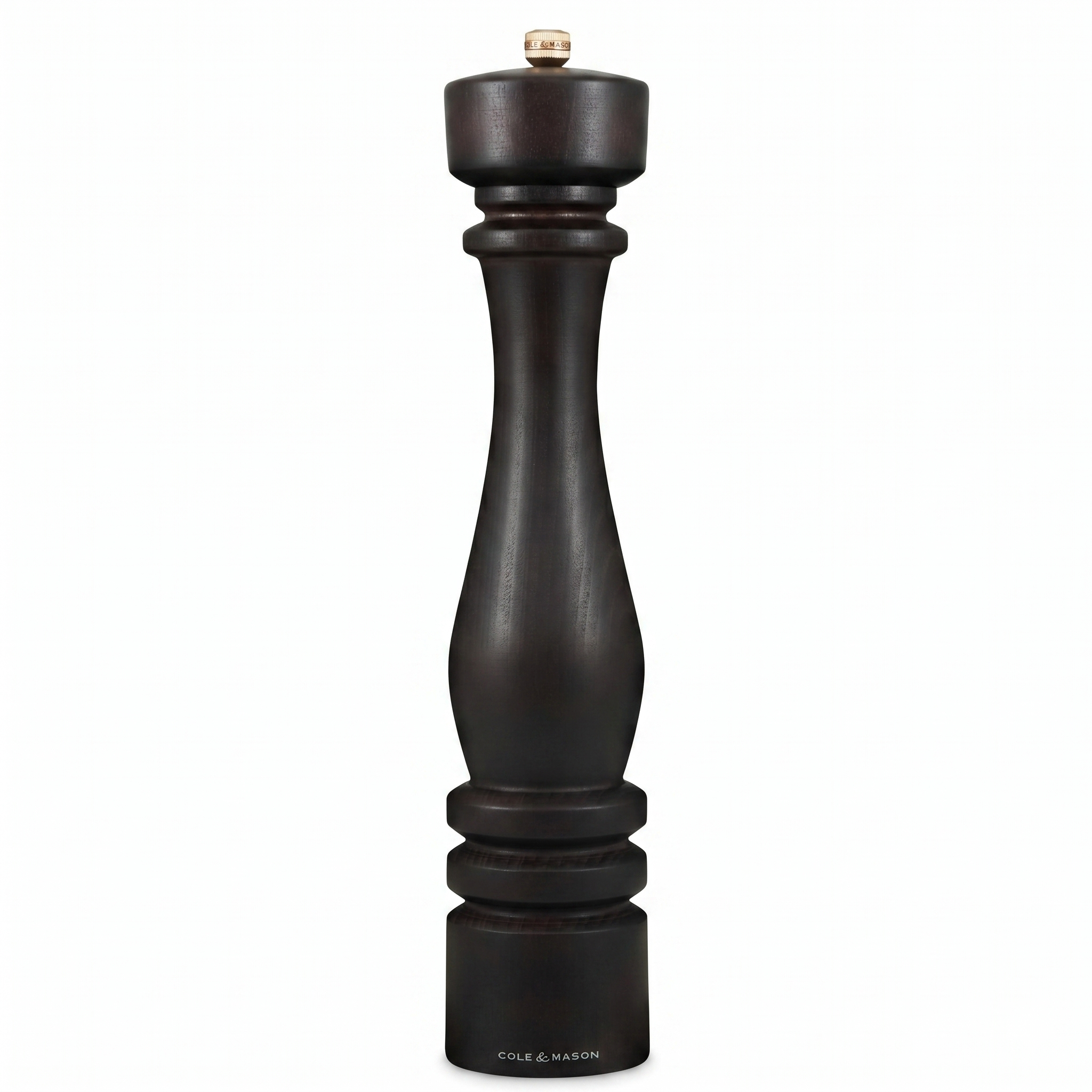 Cole & Mason London Refillable Spice Mill - Kitchen & Home Accessory - Table Black Pepper Grinder - Pepper Mill with Carbon Steel Mechanism - 15", Chocolate Wood