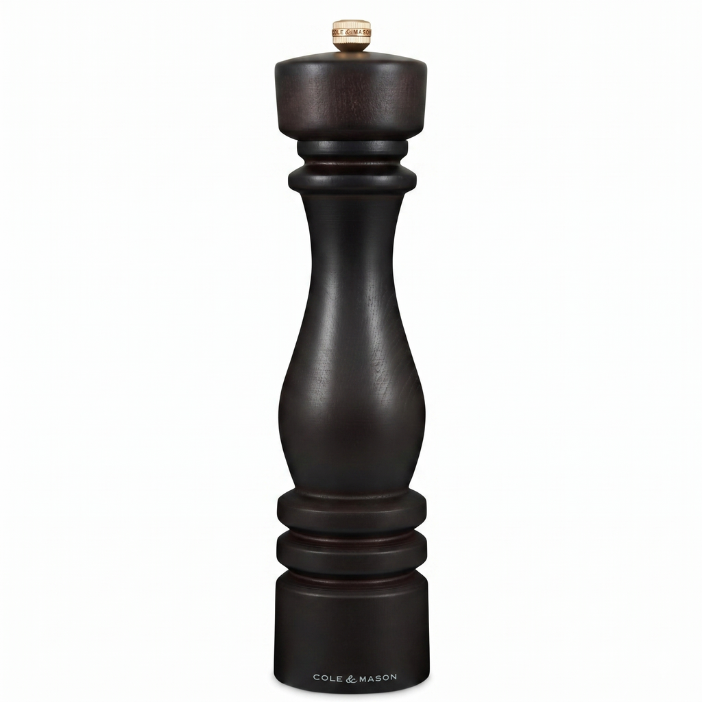 Cole & Mason London Refillable Spice Mill - Kitchen & Home Accessory - Table Black Pepper Grinder - Pepper Mill with Carbon Steel Mechanism - 11", Chocolate Wood