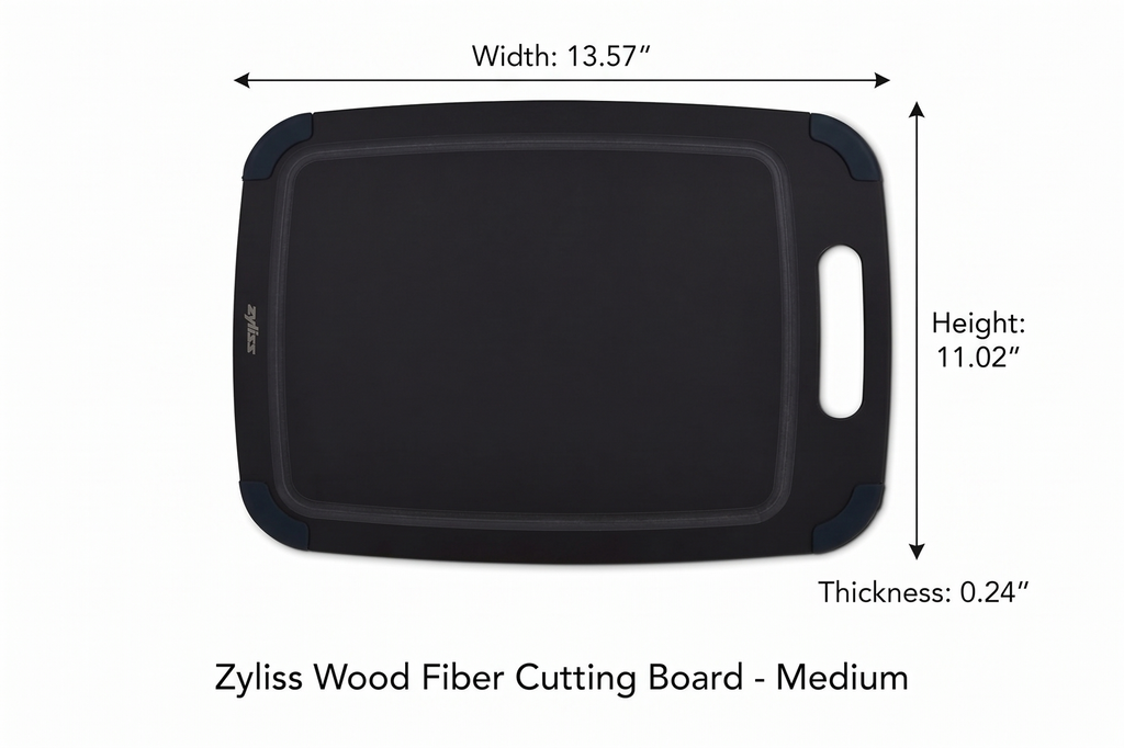 Zyliss Wood Fiber Cutting Board - Recycled Wood Fiber Cutting Board for your Kitchen Accessories - Non-Slip Cutting Board Perfect for Meat, Fish and Vegetables - Medium
