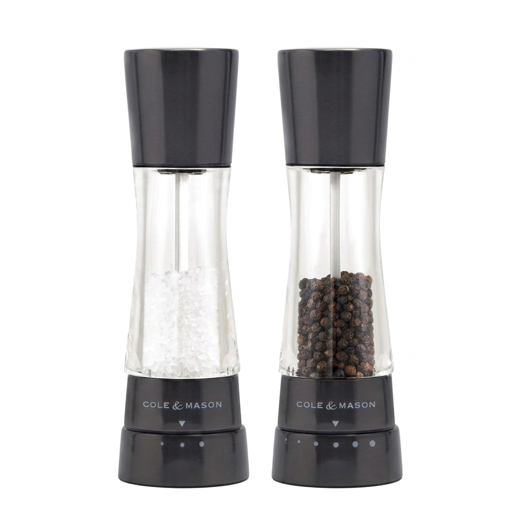 Cole & Mason Derwent Salt and Pepper Grinder Set - Refillable Salt & Pepper Grinder Set with Gourmet Precision Mechanisms - Kitchen Accessories for Cooking - Gift Set, Iron Grey