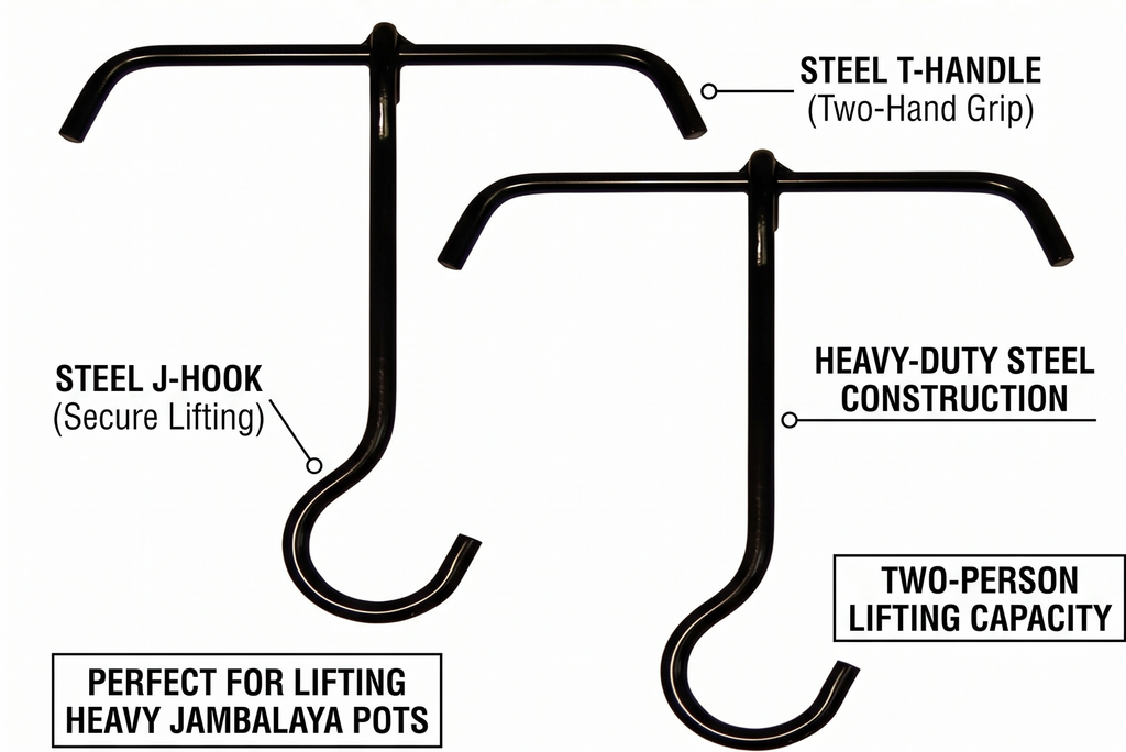 Bayou Classic 0822 2 Steel Lift Hooks Perfect For Lifting Heavy Jambalaya Pots A Must Have For Large Batch Cooking