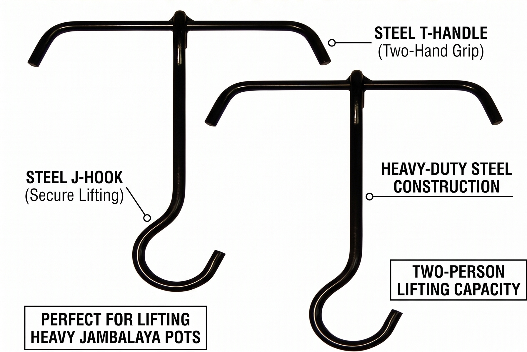Bayou Classic 0822 2 Steel Lift Hooks Perfect For Lifting Heavy Jambalaya Pots A Must Have For Large Batch Cooking