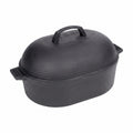 Bayou Classic 7418 12-qt Cast Iron Oval Roaster Features Domed Cast Iron Lid Perfect For Slow Cooking Roast Turkey Chicken Ham Pot Roast Stews Soups and Chili
