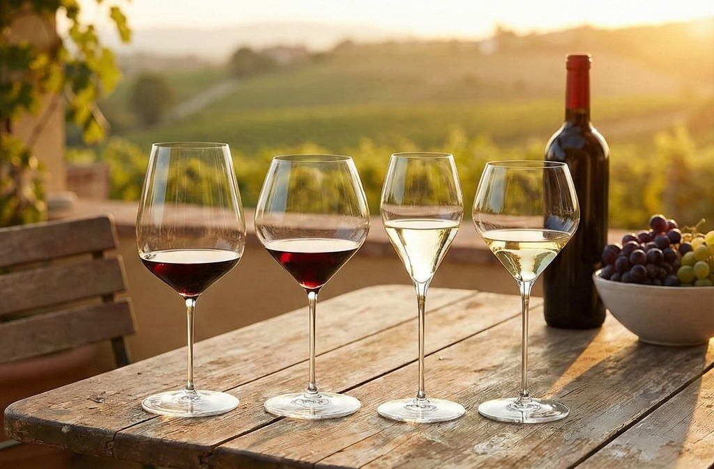 Riedel Veloce Tasting Set, Wine Glasses, 4 Pack – Cabernet, Pinot Noir, Sauvignon Blanc, Chardonnay - Dishwasher Safe, Crystal Glass - 5330/47