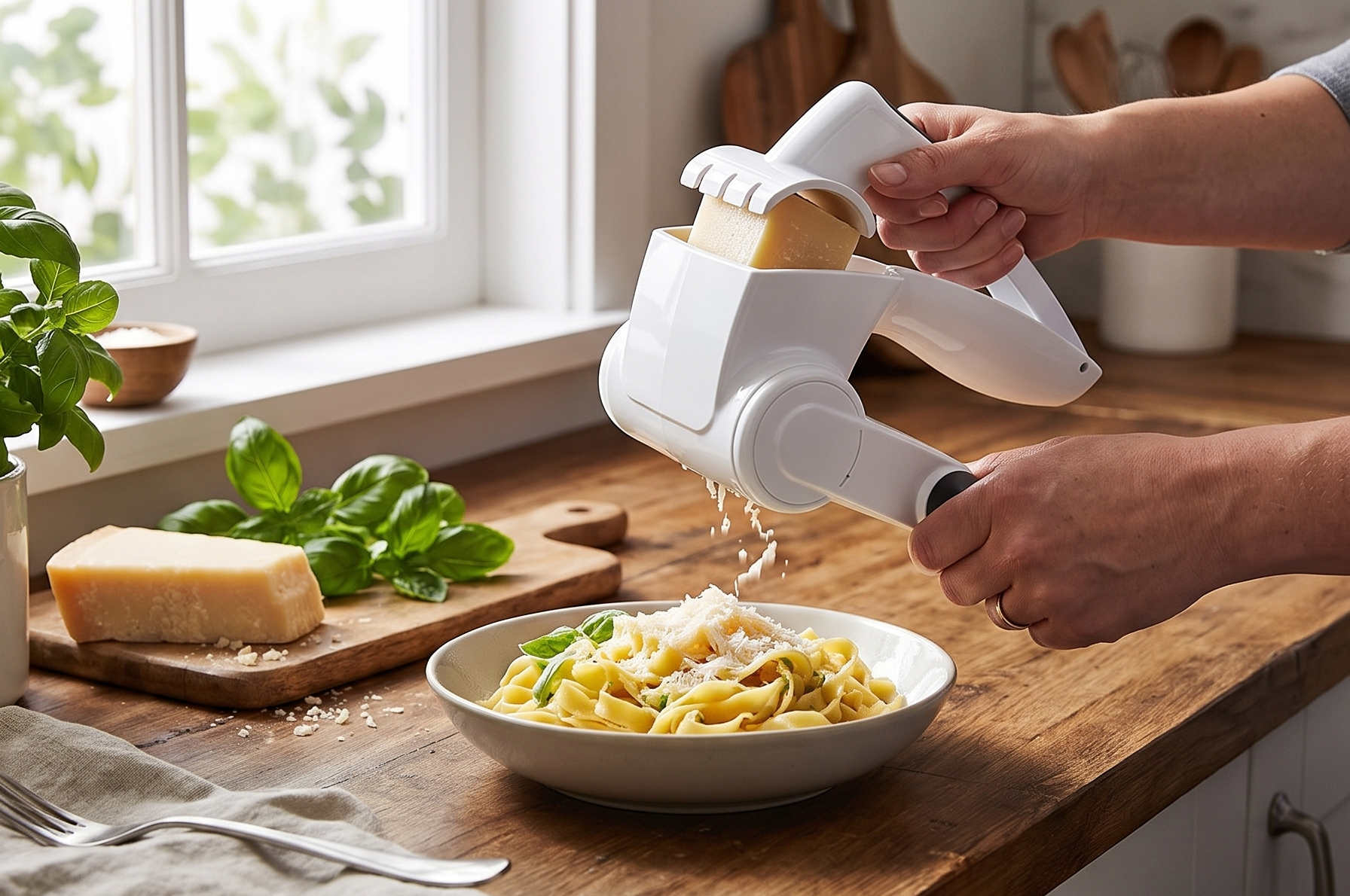 Zyliss Classic Rotary Cheese Grater - NSF Restaurant Certified Handheld Grater - Can be used for Hard Cheese, Chocolate & More - With Comfortable Handle & Easy-to-Clean Drum - White