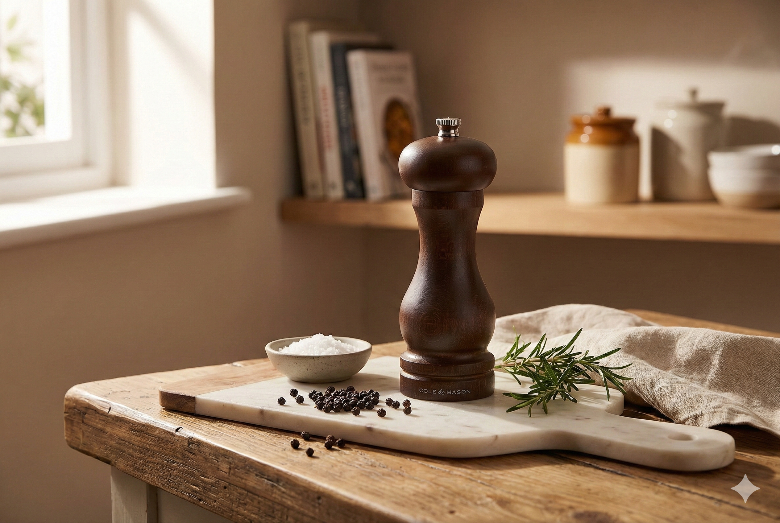COLE & MASON Capstan Wood Pepper Grinder - Wooden Mill Includes Precision Mechanism, 6.5 inch