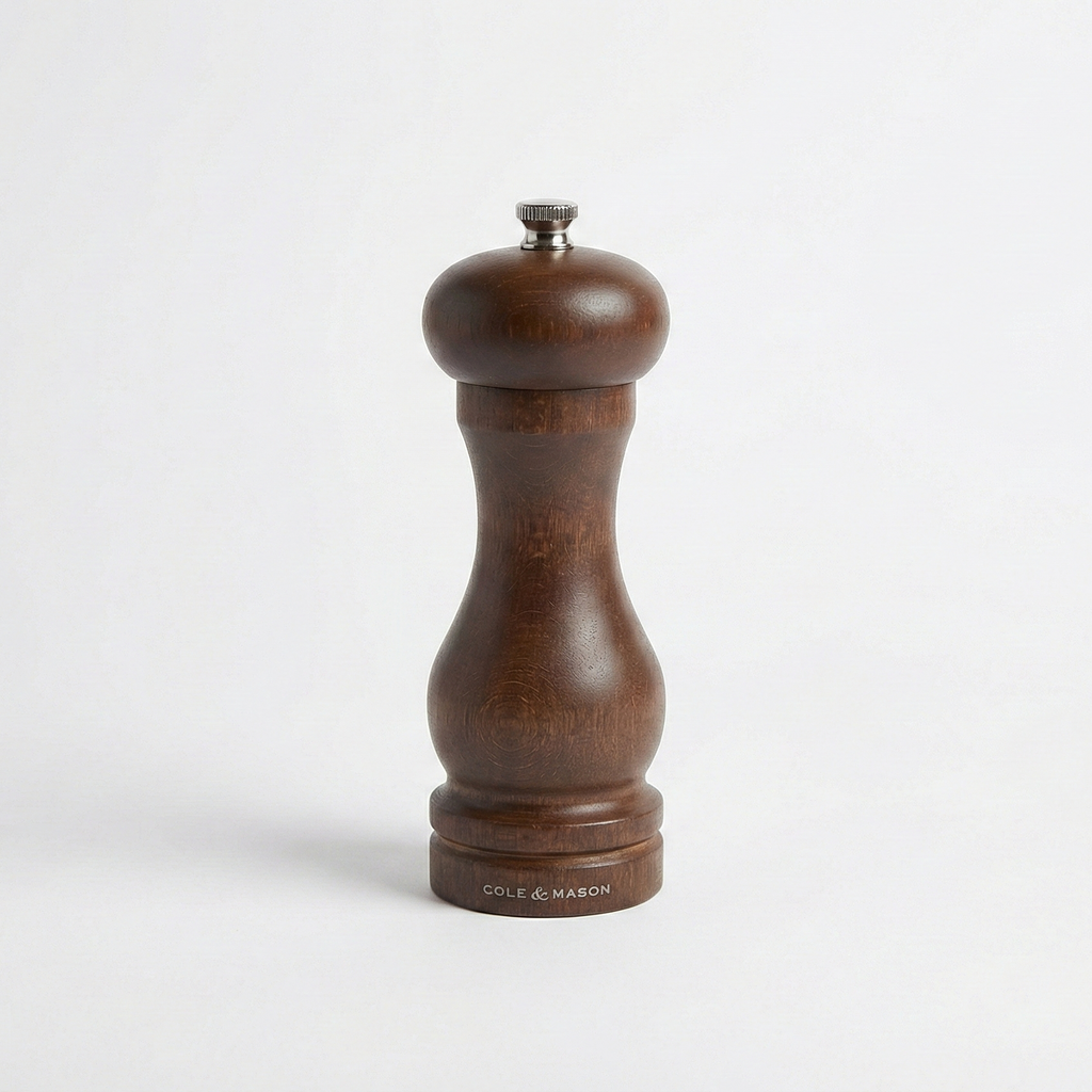 COLE & MASON Capstan Wood Pepper Grinder - Wooden Mill Includes Precision Mechanism, 6.5 inch