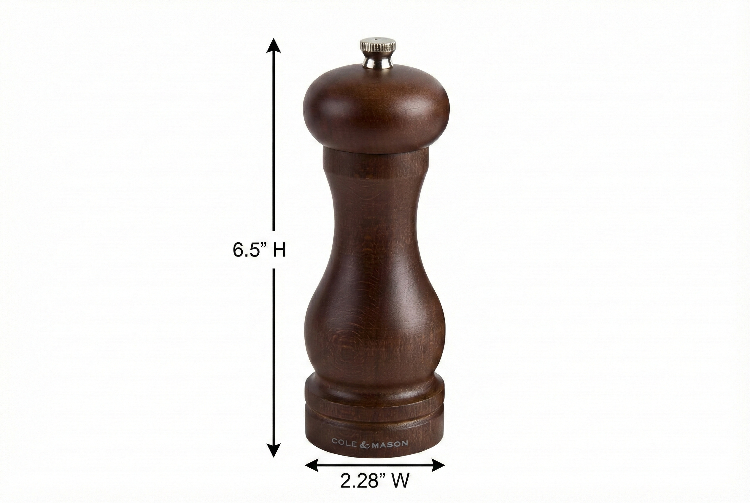 COLE & MASON Capstan Wood Pepper Grinder - Wooden Mill Includes Precision Mechanism, 6.5 inch