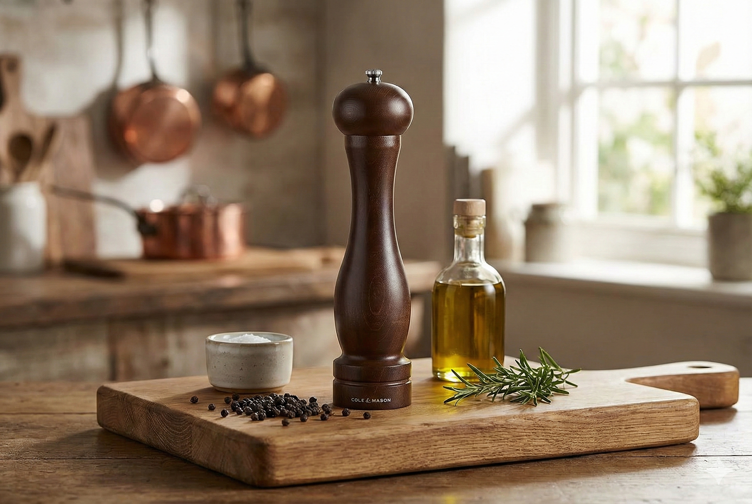Cole & Mason 12.5-inch Forest Capstan Pepper Mill - Adjustable Pepper Grinder - Refillable Spice Tools - Hand Wash Kitchen Tools - Beech Wood, 12.5"