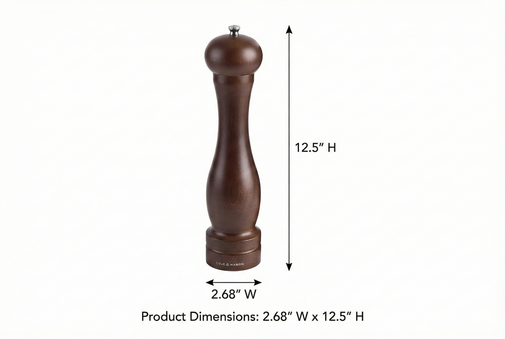 Cole & Mason 12.5-inch Forest Capstan Pepper Mill - Adjustable Pepper Grinder - Refillable Spice Tools - Hand Wash Kitchen Tools - Beech Wood, 12.5"