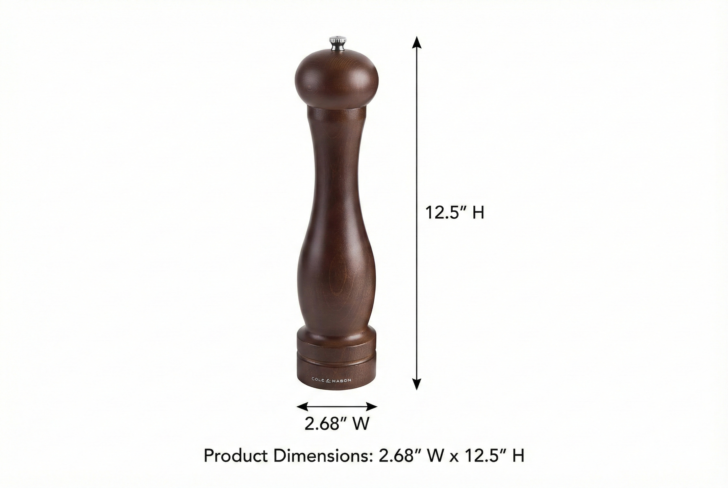 Cole & Mason 12.5-inch Forest Capstan Pepper Mill - Adjustable Pepper Grinder - Refillable Spice Tools - Hand Wash Kitchen Tools - Beech Wood, 12.5"