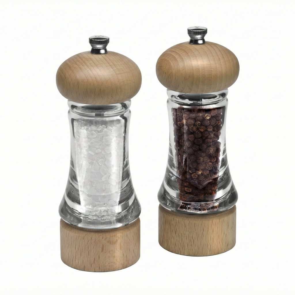 Cole & Mason Basic Woods Mill Gift Set - Adjustable Salt & Pepper Grinders - Refillable Spice Tools - Hand Wash Kitchen Tool - Wood