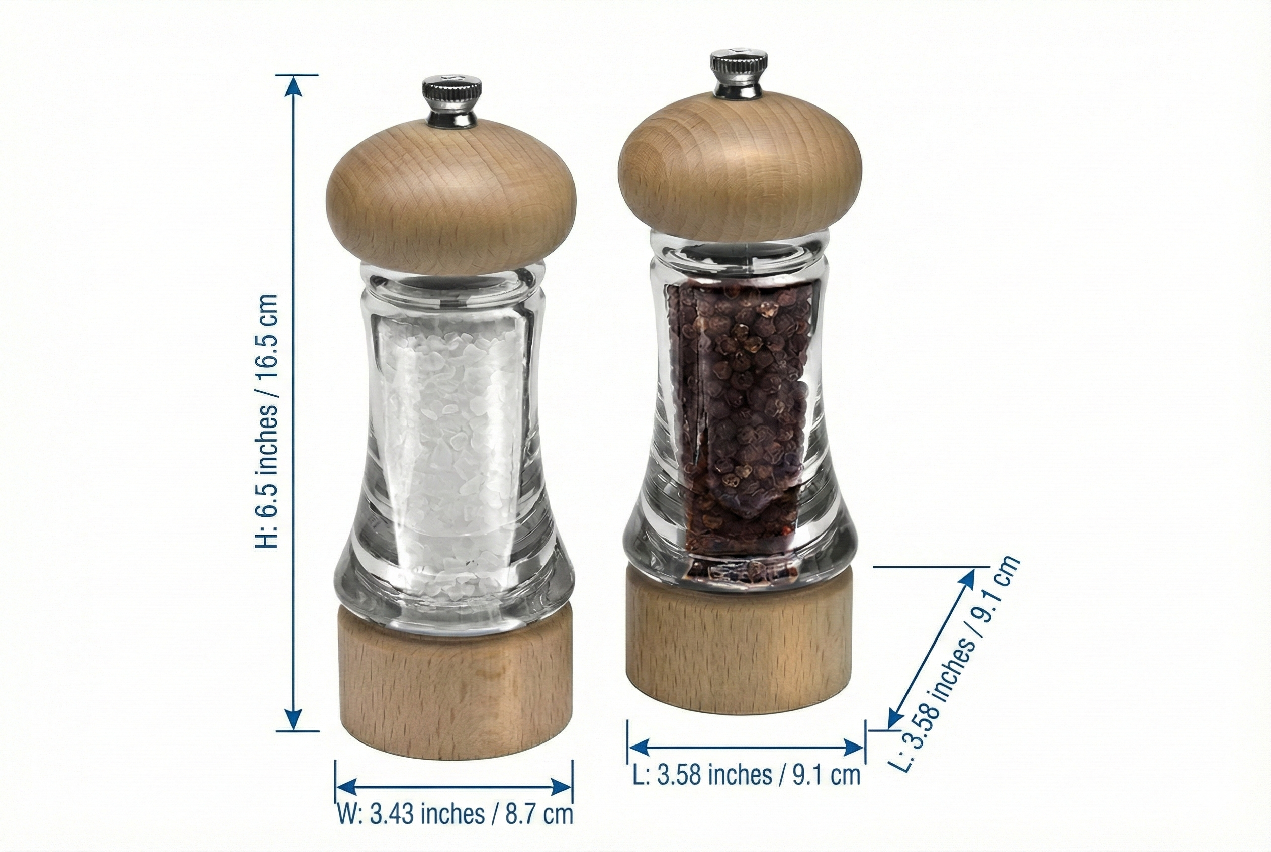 Cole & Mason Basic Woods Mill Gift Set - Adjustable Salt & Pepper Grinders - Refillable Spice Tools - Hand Wash Kitchen Tool - Wood