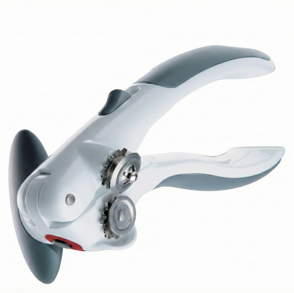 Zyliss Lock N' Lift Can Opener with Lid Lifter Magnet - Manual Opener with Locking Mechanism - Easy-to-Turn - Magnetic Can Opener - White/Gray