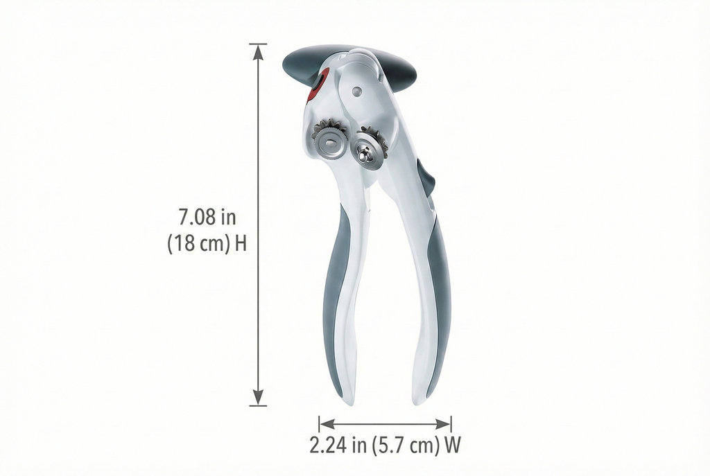 Zyliss Lock N' Lift Can Opener with Lid Lifter Magnet - Manual Opener with Locking Mechanism - Easy-to-Turn - Magnetic Can Opener - White/Gray