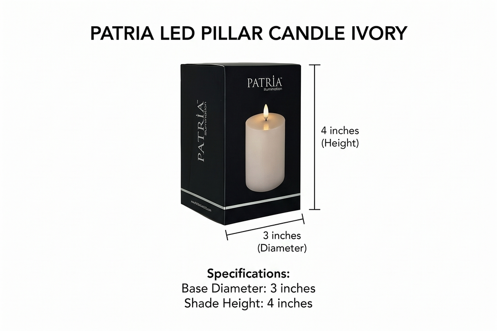 3 Inch x 4 Inch Patria LED Pillar Candle Ivory