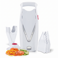 Swissmar Börner VPower V-Slicer Mandoline – Professional Kitchen Tool with Adjustable Thickness – Precision Food Slicer for Vegetables, Julienne, Shredding – Includes Safety Holder & Inserts - White