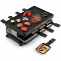 Swissmar Classic 8-Person Raclette Party Grill - Indoor Electric Grill & Griller with Reversible Cast Iron Grill Plate/Crepe Top - Anthracite Black