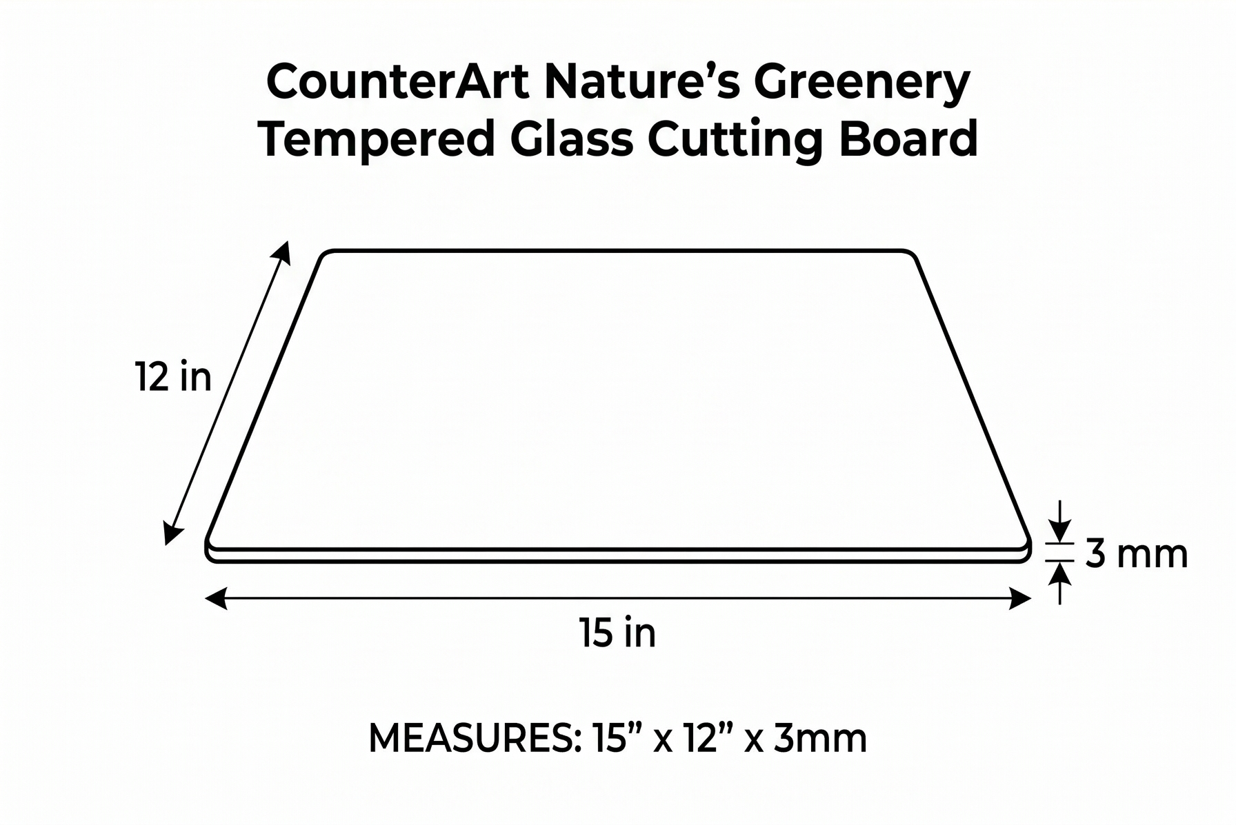 CounterArt Nature's Greenery 3mm Tempered Glass Cutting Board 15” x 12” Serving Board Charcuterie Board