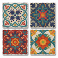 Thirstystone Spanish Villa Tumbled Tile Stone Coasters with Protective Cork Backing 4-Pack Manufactured in the USA Artistic Absorbent Easily Wipes Clean