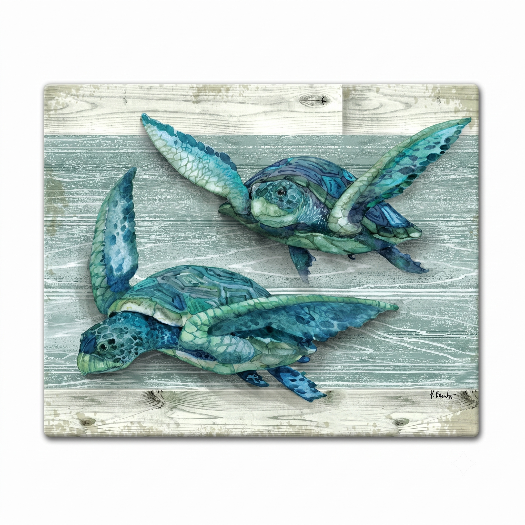 CounterArt Northpoint Turtles 3mm Tempered Glass Cutting Board Serving Board Charcuterie Board 15" x 12"