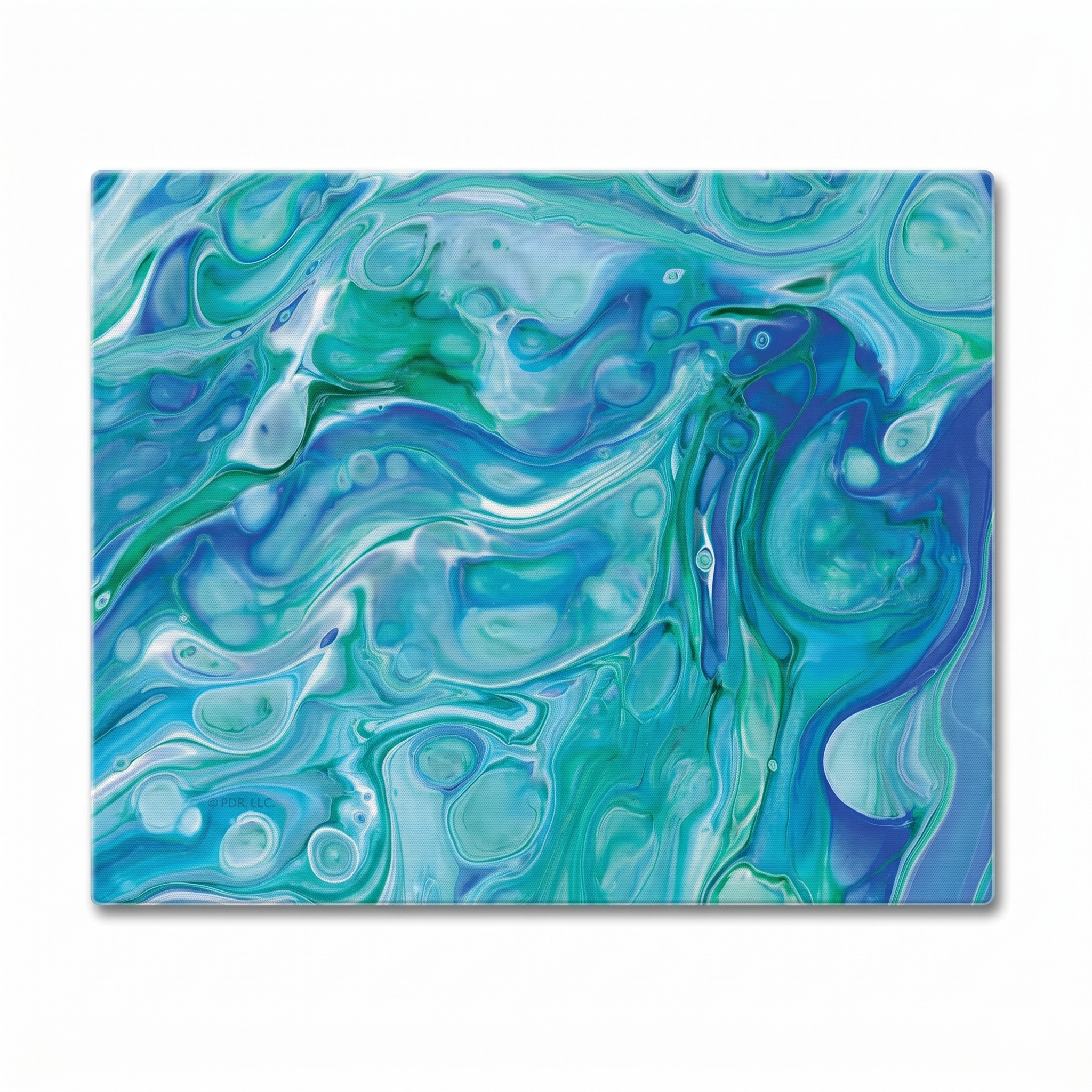 CounterArt Ocean Vibe Blue Swirls 3mm Tempered Glass Cutting Board Manufactured in the USA Serving Board Charcuterie Board 12" x 15"