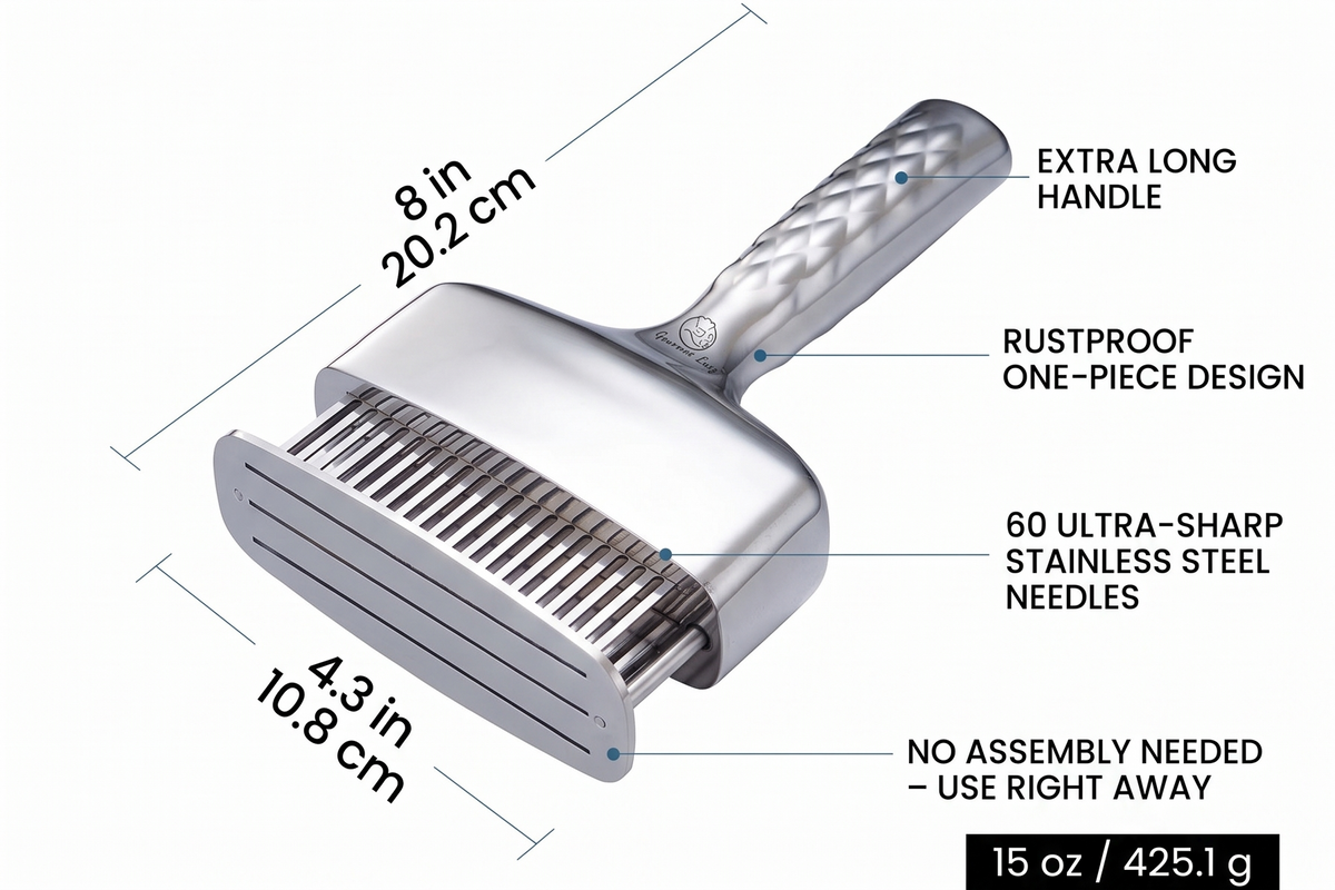 Meat Tenderizer Tool, Stainless Steel Blade Tenderizer for Meat – Extra Long Handle, Rustproof One-Piece Meat Tenderizer Mallet & Hammer, Steak Cooking Accessories, No Assembly Needed, 5-Year Warranty