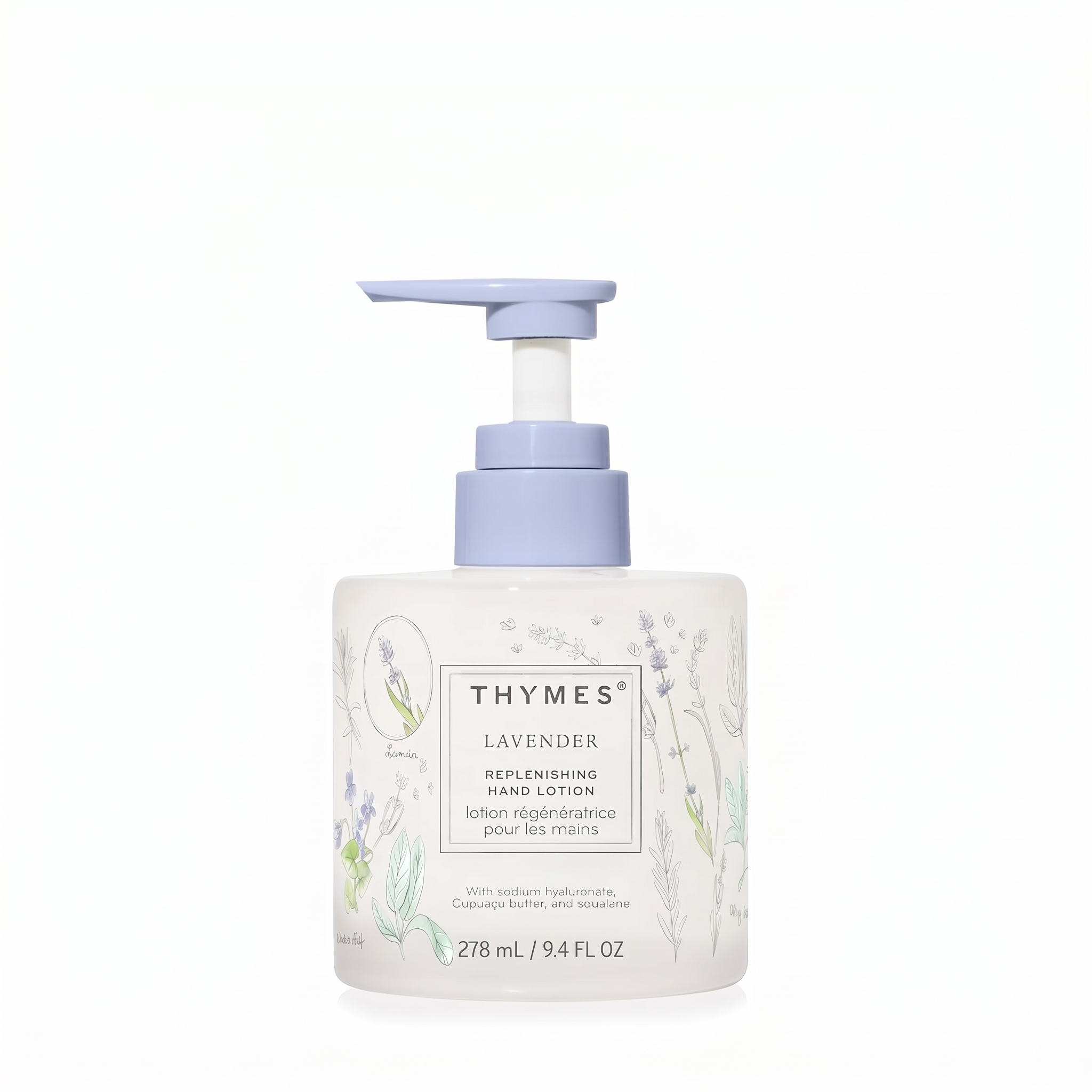 Thymes Replenishing Hand Lotion for Dry Skin - Daily Moisturizer Helps Reduce Dryness - Hand Lotion for Women & Men Formulated with Sodium Hyaluronate & Squalane (Lavender, 9.4 fl oz)