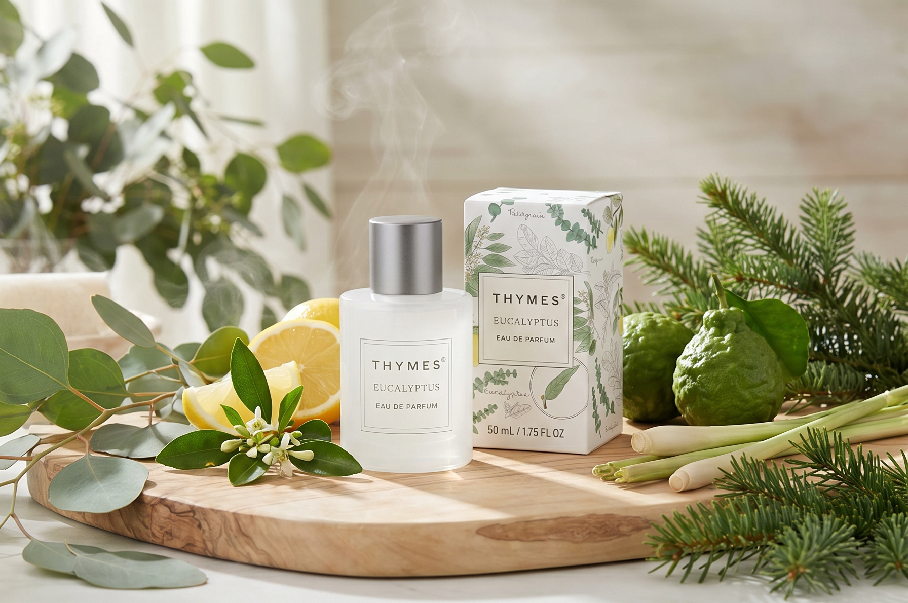 Thymes Eau De Parfum - Scented Perfumes for Women - Women's Fragrances with Notes of Eucalyptus Oil, Lemon, Petitgrain, Bergamot, Lemongrass, & Lush Fir (Eucalyptus, 1.75 fl oz)