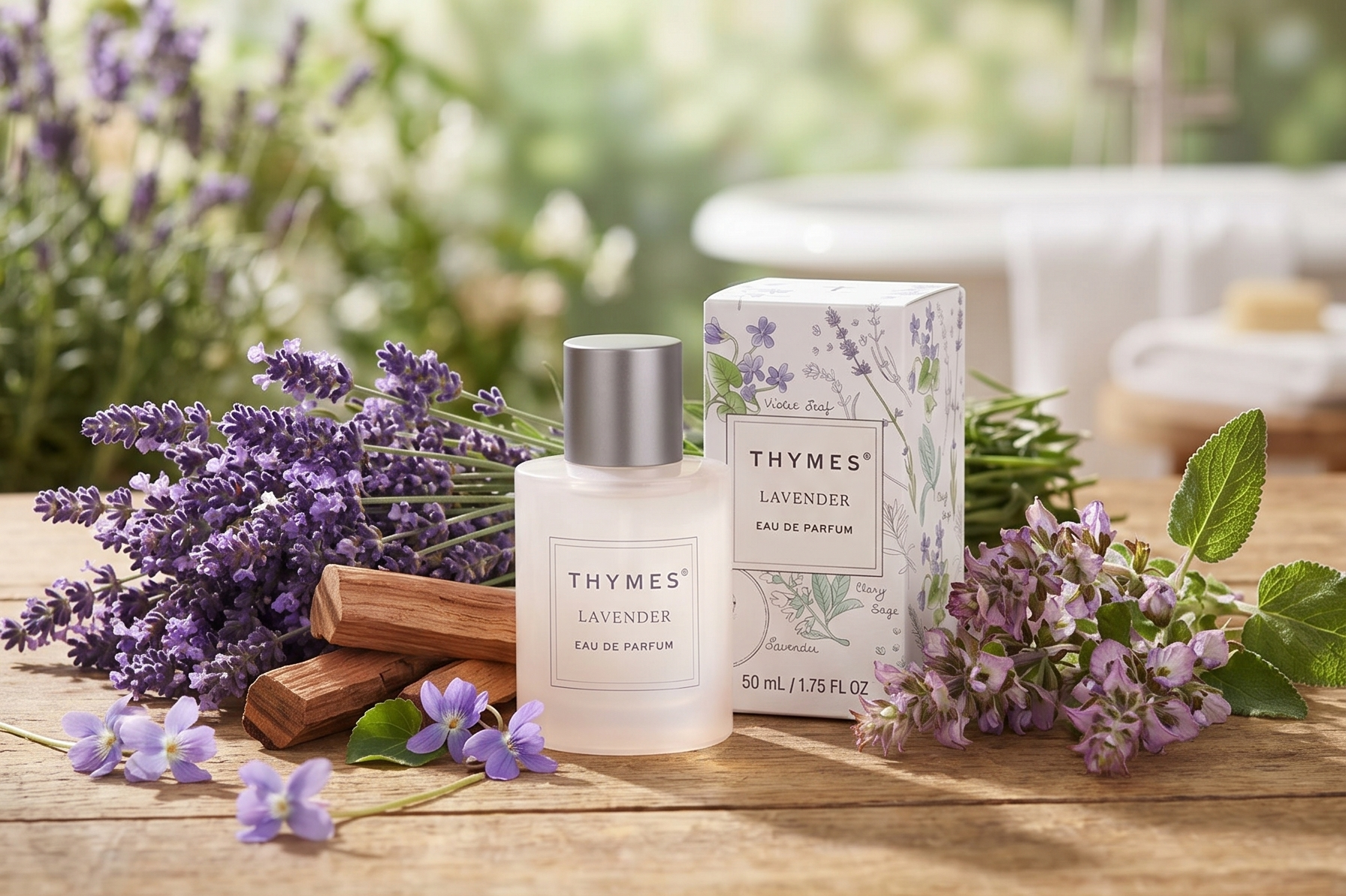 Thymes Eau De Parfum - Scented Perfumes for Women - Women's Fragrances with Notes of Velvety Lavender, Warm Rosewood, Fresh Clary Sage, & Earthy Violet (Lavender, 1.75 fl oz)