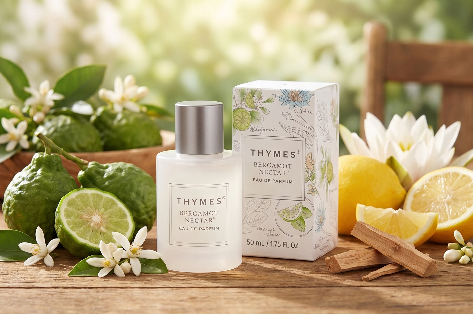 Thymes Eau De Parfum - Scented Perfumes for Women - Women's Fragrances with Notes of Bergamot, Lemon, Orange Flower, Lotus & Sandalwood (Bergamot Nectar, 1.75 fl oz)