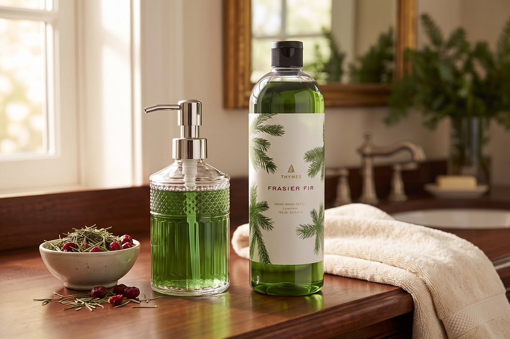 Thymes Hand Wash Refill - Lightly Scented Liquid Hand Soap for Bathroom and Kitchen Refill - Moisturizing Formula with Natural Ingredients (Frasier Fir, 24.5 fl oz)