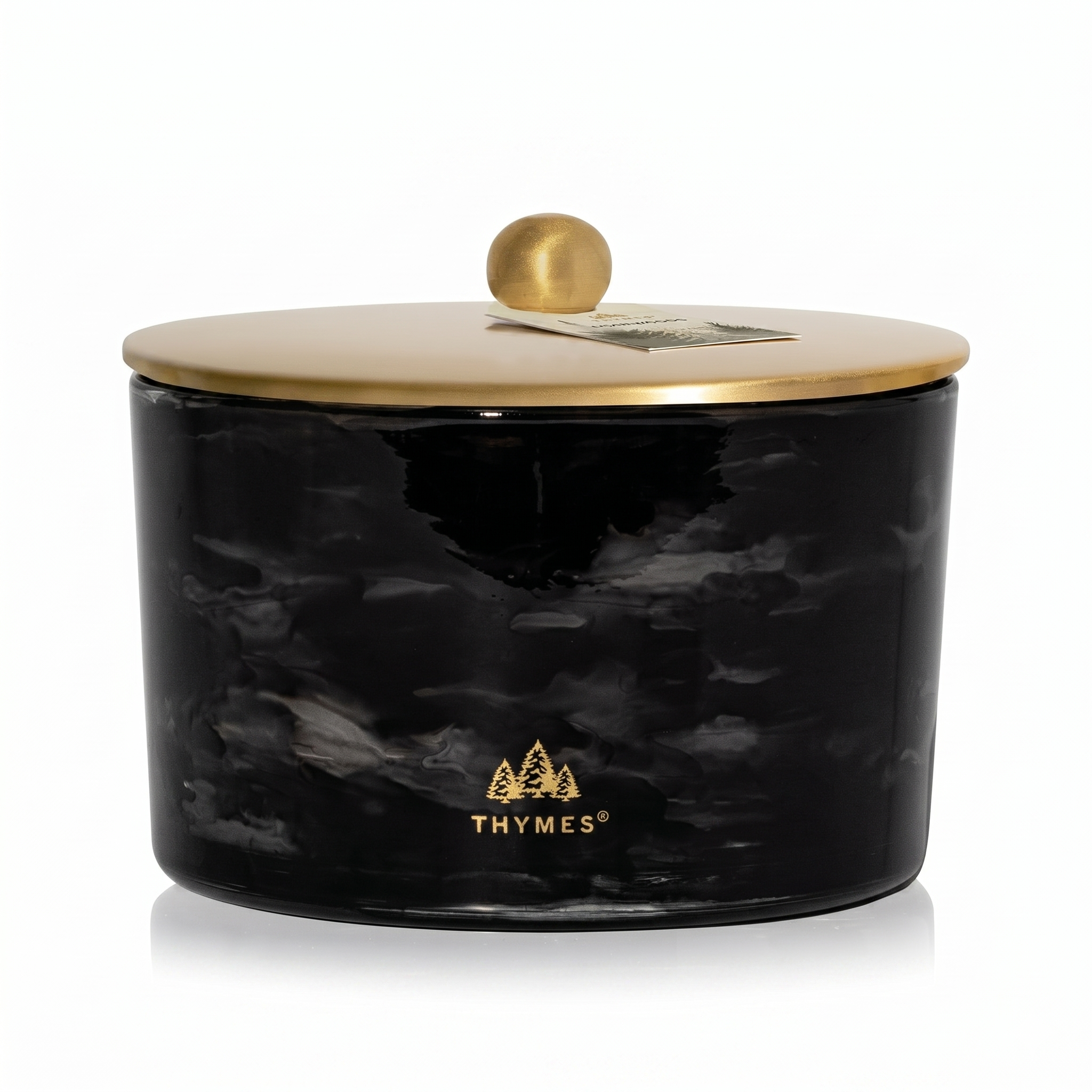 Thymes Noir Woods Scented Candles for Home Decor – Notes of Fresh Evergreen, Smoky Wood & Golden Amber – Luxury Home Fragrance Gifts for Women & Men – Burns Up to 38 Hrs (Large 3 Wick Candle, 18 oz)