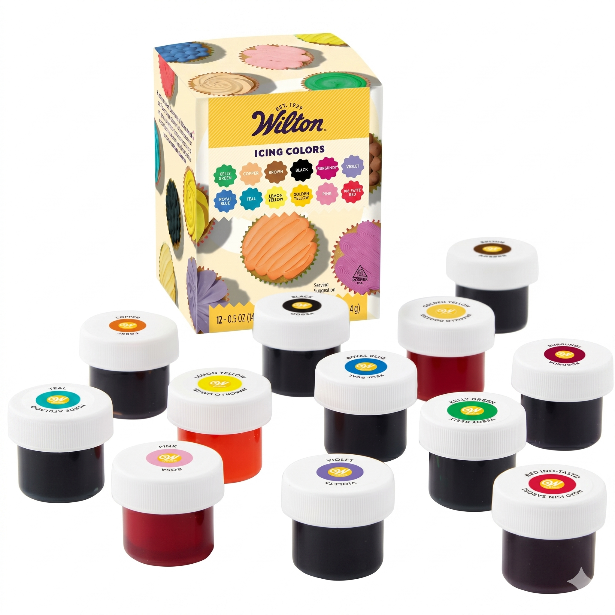 Wilton Edible Gel Food Coloring Set - For Baking & Decorating - Mixable Color Shades - Concentrated Formula for Vibrant Colors - 6 Ounces Each (12-Piece Set)
