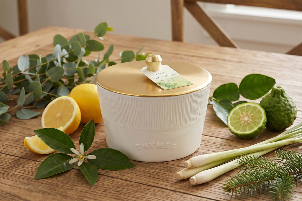 Thymes 3-Wick Candle with Lid - Eucalyptus - 13.5 Oz