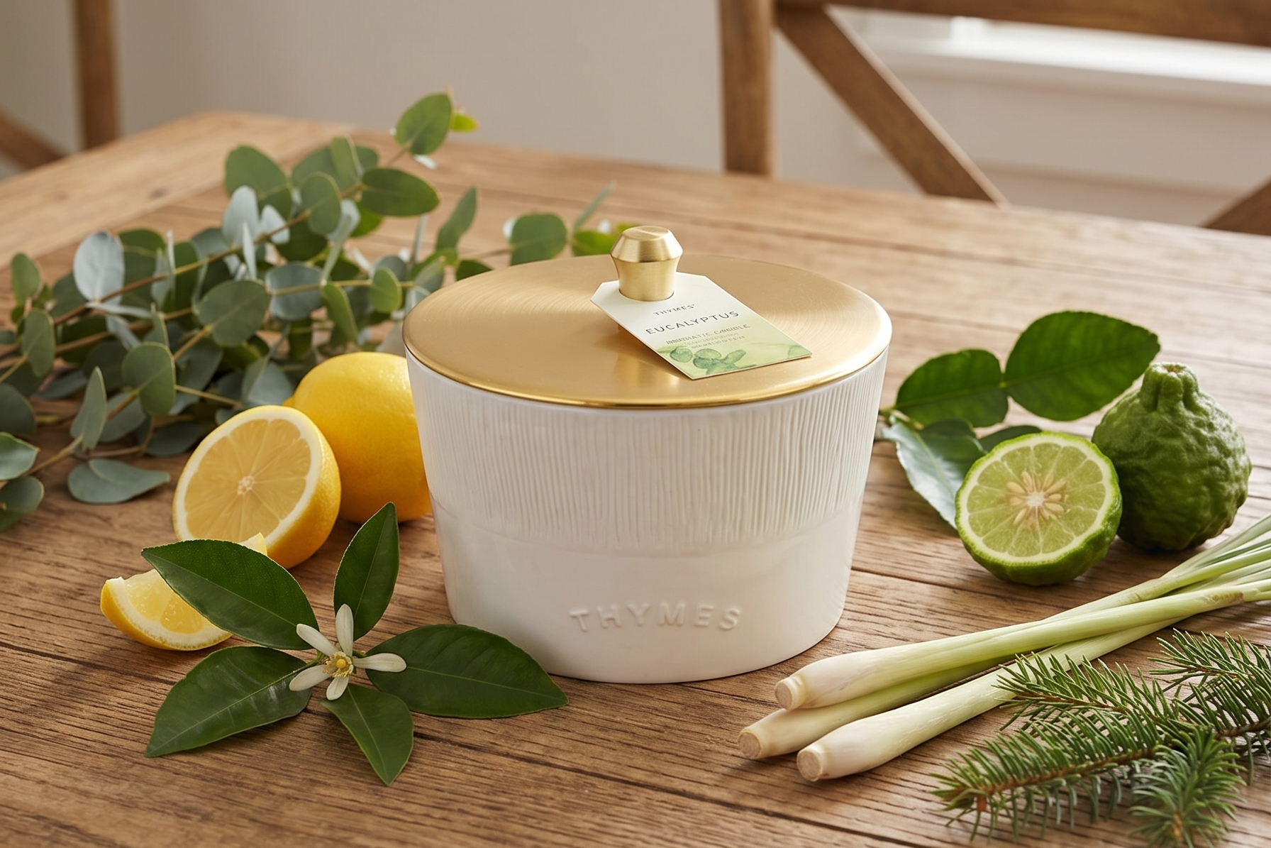 Thymes 3-Wick Candle with Lid - Eucalyptus - 13.5 Oz