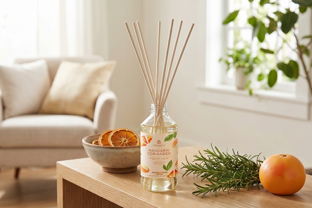 Thymes Mandarin Coriander Reed Diffuser Oil - Room Fragrance Oil - Flameless Home Fragrance7.75 Fl Oz