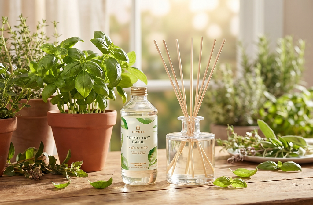 Thymes Reed Diffuser Oil - Fresh-Cut Basil - 7.75 Fl Oz