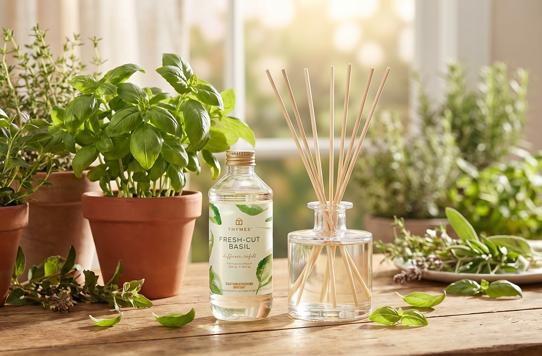 Thymes Reed Diffuser Oil - Fresh-Cut Basil - 7.75 Fl Oz