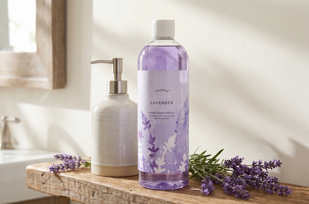 Thymes Hand Wash Refill - Lightly Scented Liquid Hand Soap for Bathroom and Kitchen Refill - Moisturizing Formula with Natural Ingredients (Lavender, 24.5 fl oz)
