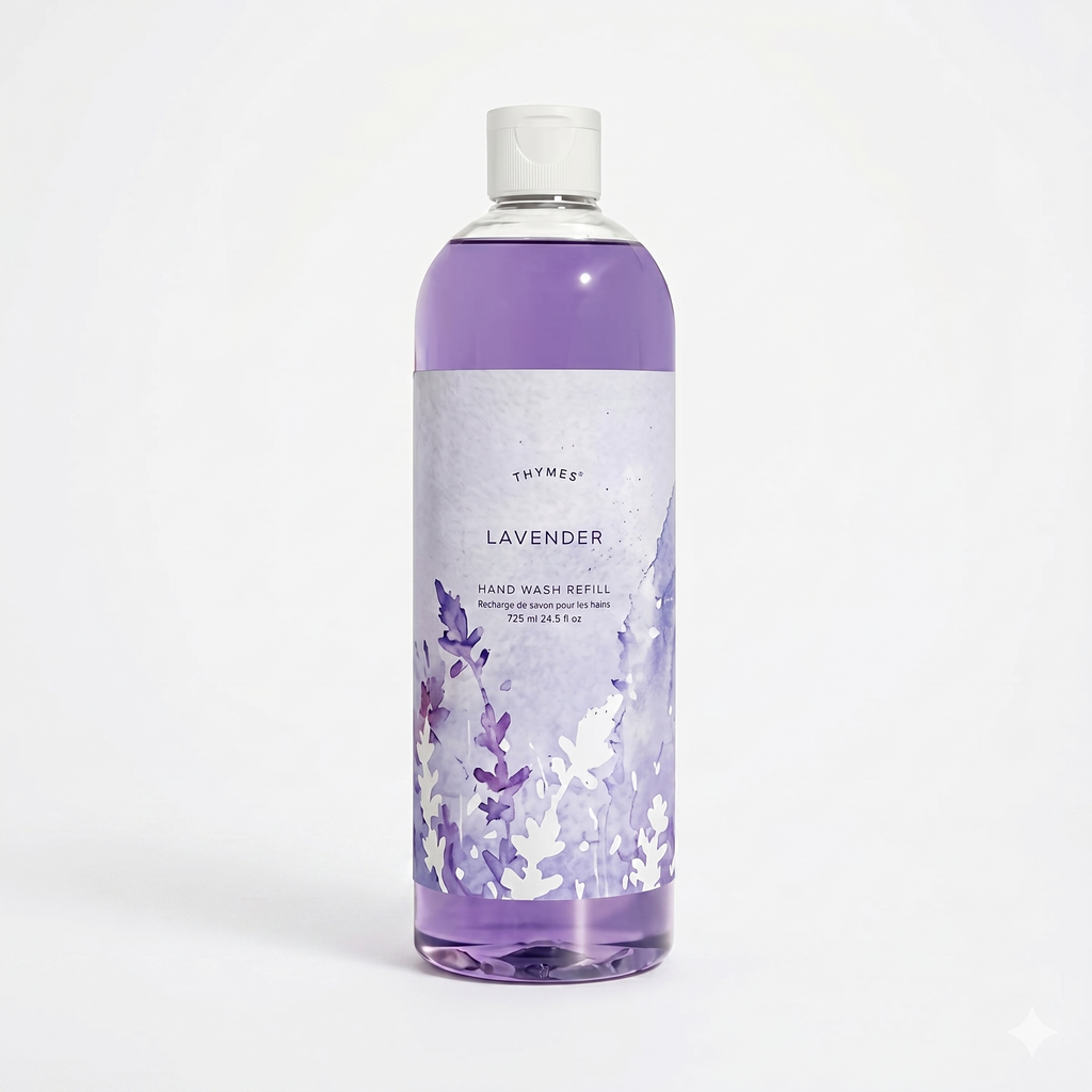Thymes Hand Wash Refill - Lightly Scented Liquid Hand Soap for Bathroom and Kitchen Refill - Moisturizing Formula with Natural Ingredients (Lavender, 24.5 fl oz)