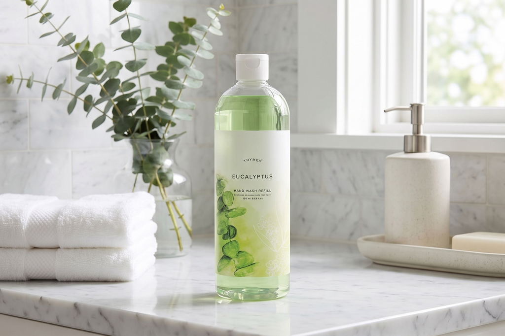 Thymes Hand Wash Refill - Lightly Scented Liquid Hand Soap for Bathroom and Kitchen Refill - Moisturizing Formula with Natural Ingredients (Eucalyptus, 24.5 fl oz)