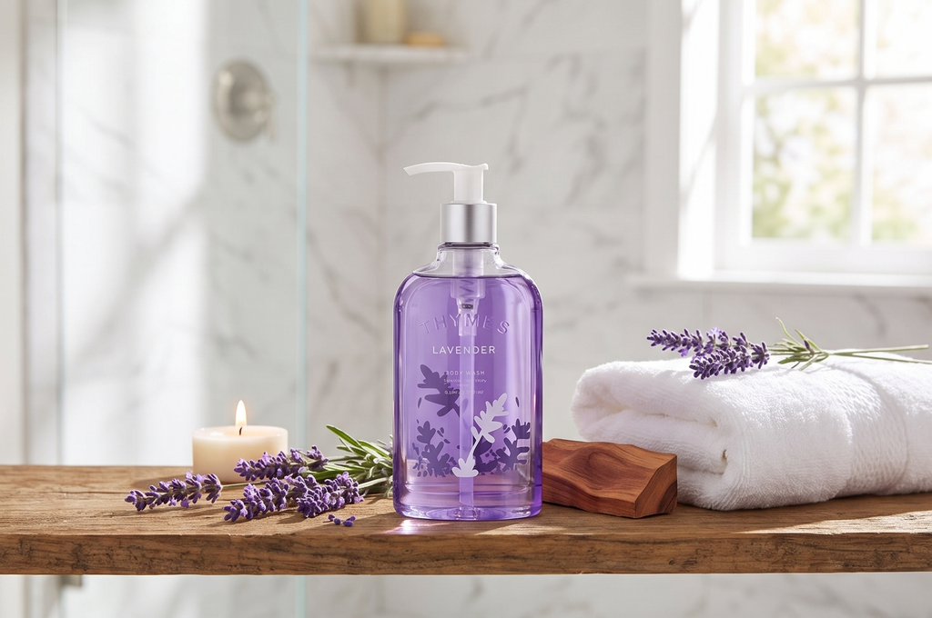 Thymes Body Wash with Pump - Liquid Soap for Bath and Shower - Body Soap - Skin Care - Scented Soap with Notes of Velvety Lavender, Warm Rosewood, Fresh Clary Sage, & Violet (Lavender, 9.25 fl oz)