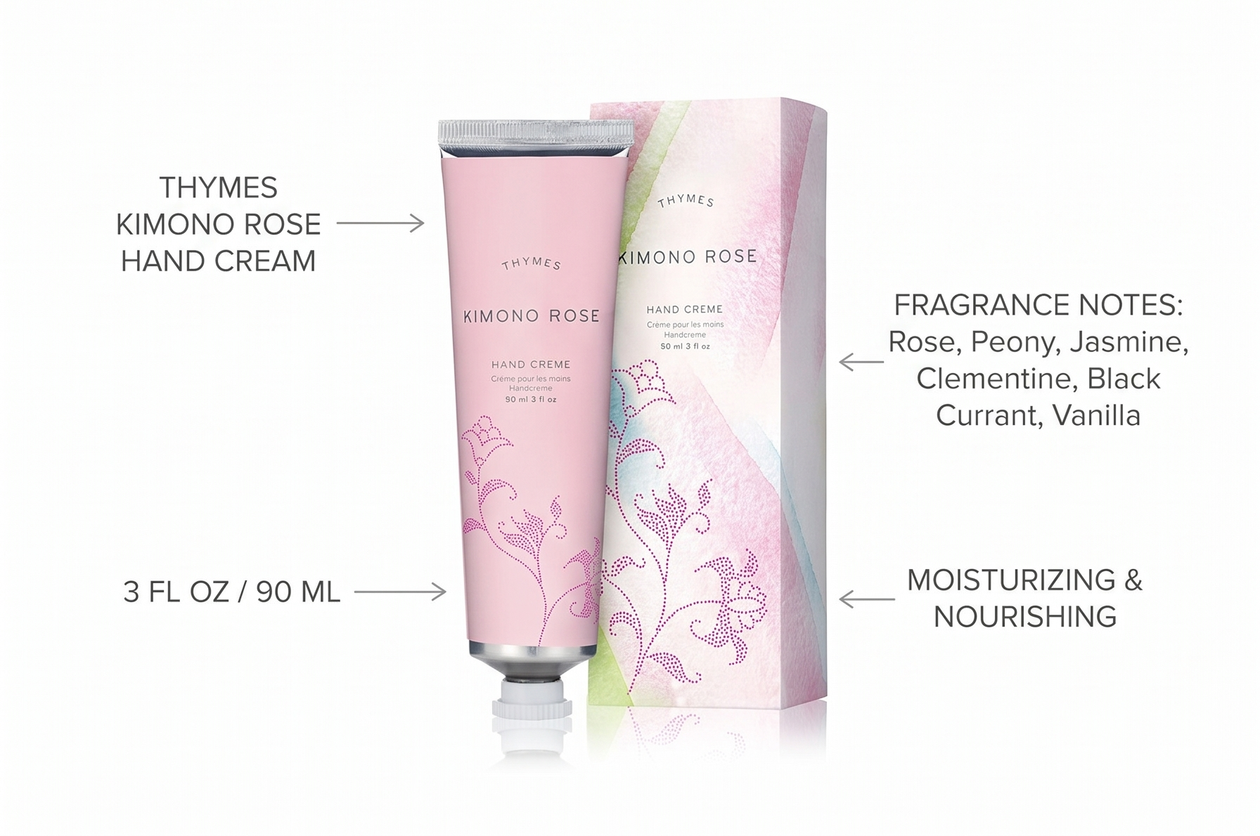 Thymes Hand Cream - 3 Fl Oz - Kimono Rose